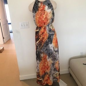 Orange Gray Maxi Dress. Size 4.